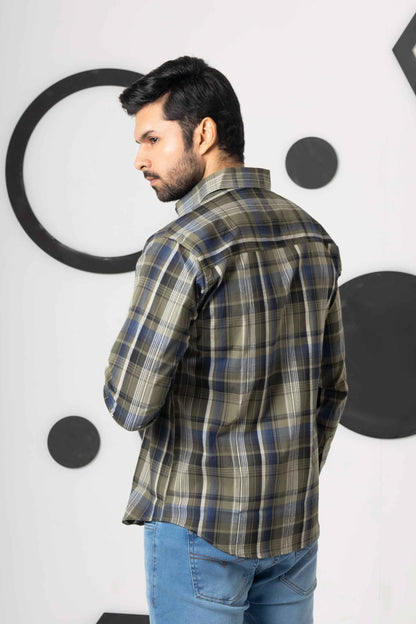 Platinum Olive Check Shirt - Ghar Mart Pakistan
