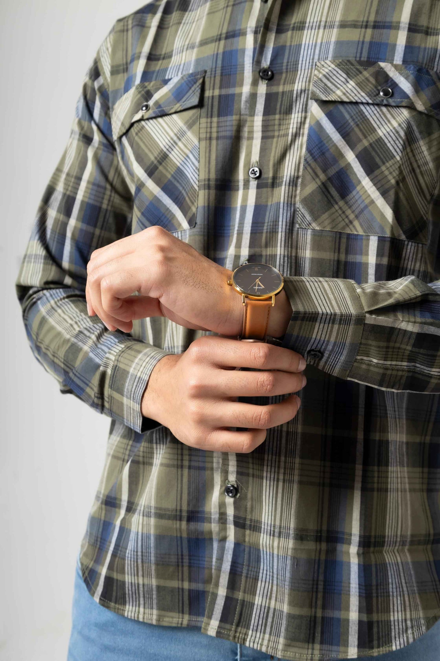 Platinum Olive Check Shirt - Ghar Mart Pakistan