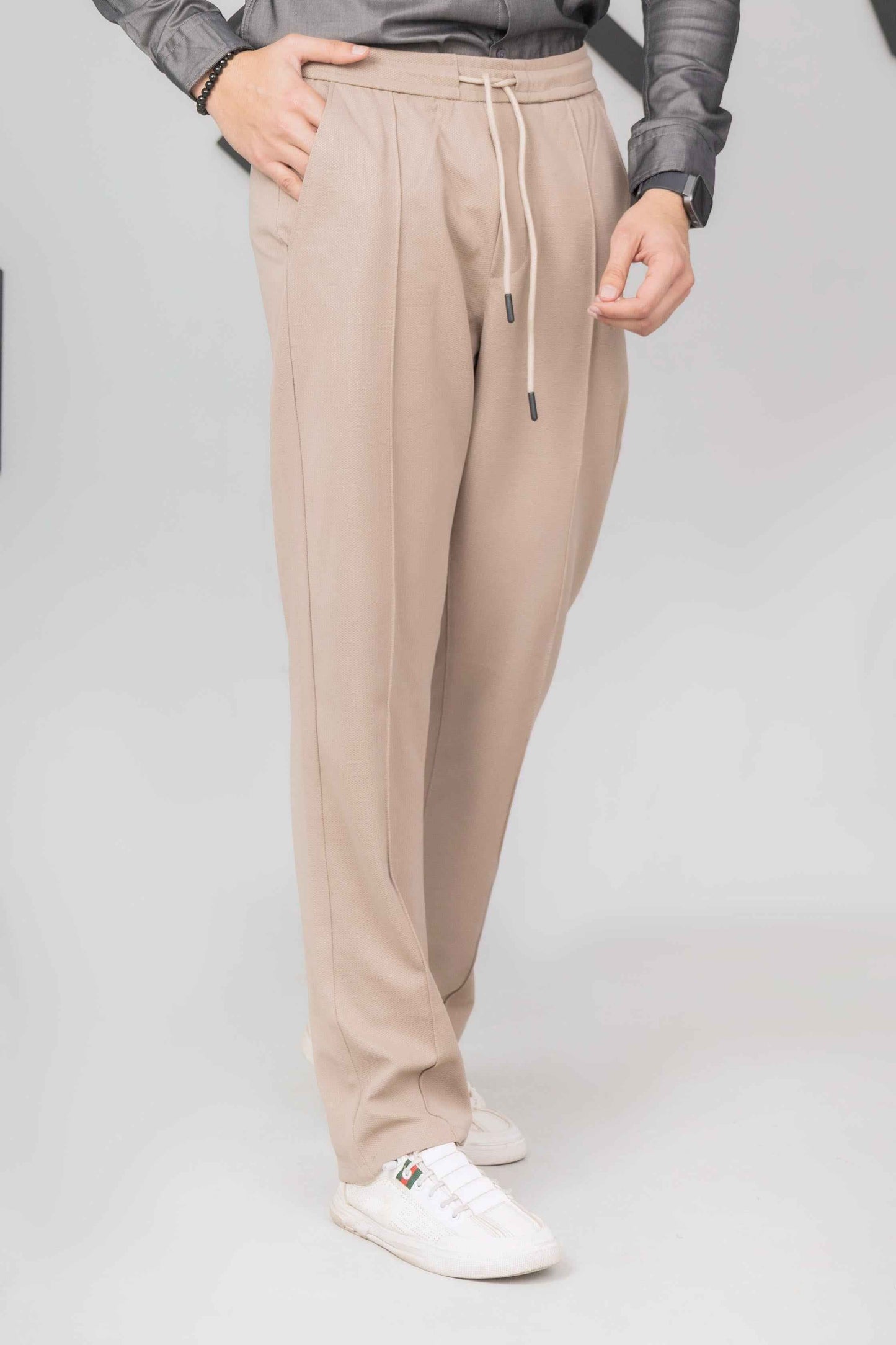 Beige Front Plated Trouser - Men's Fashion available at Ghar Mart Pakistan