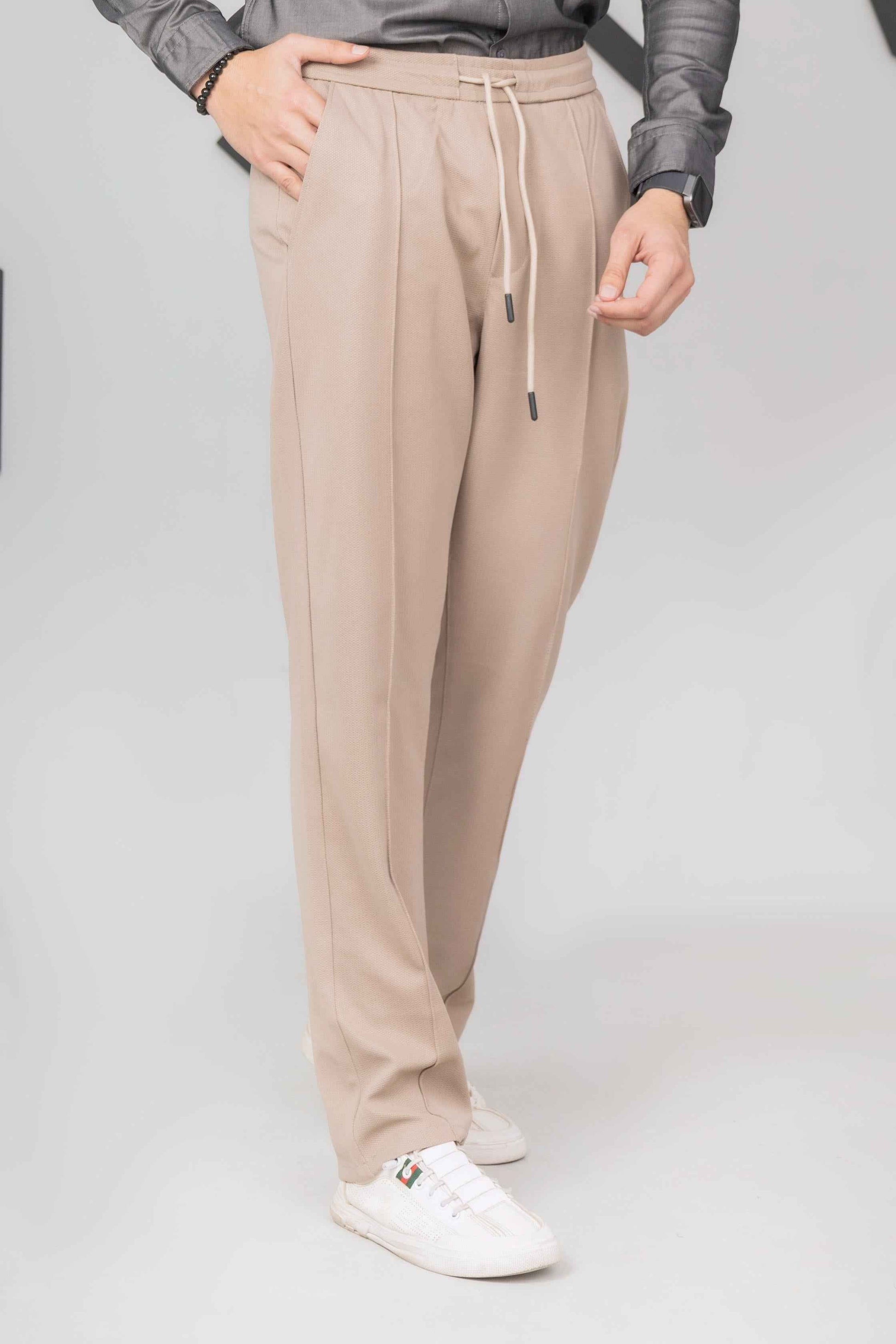 Beige Front Plated Trouser - Men's Fashion available at Ghar Mart Pakistan
