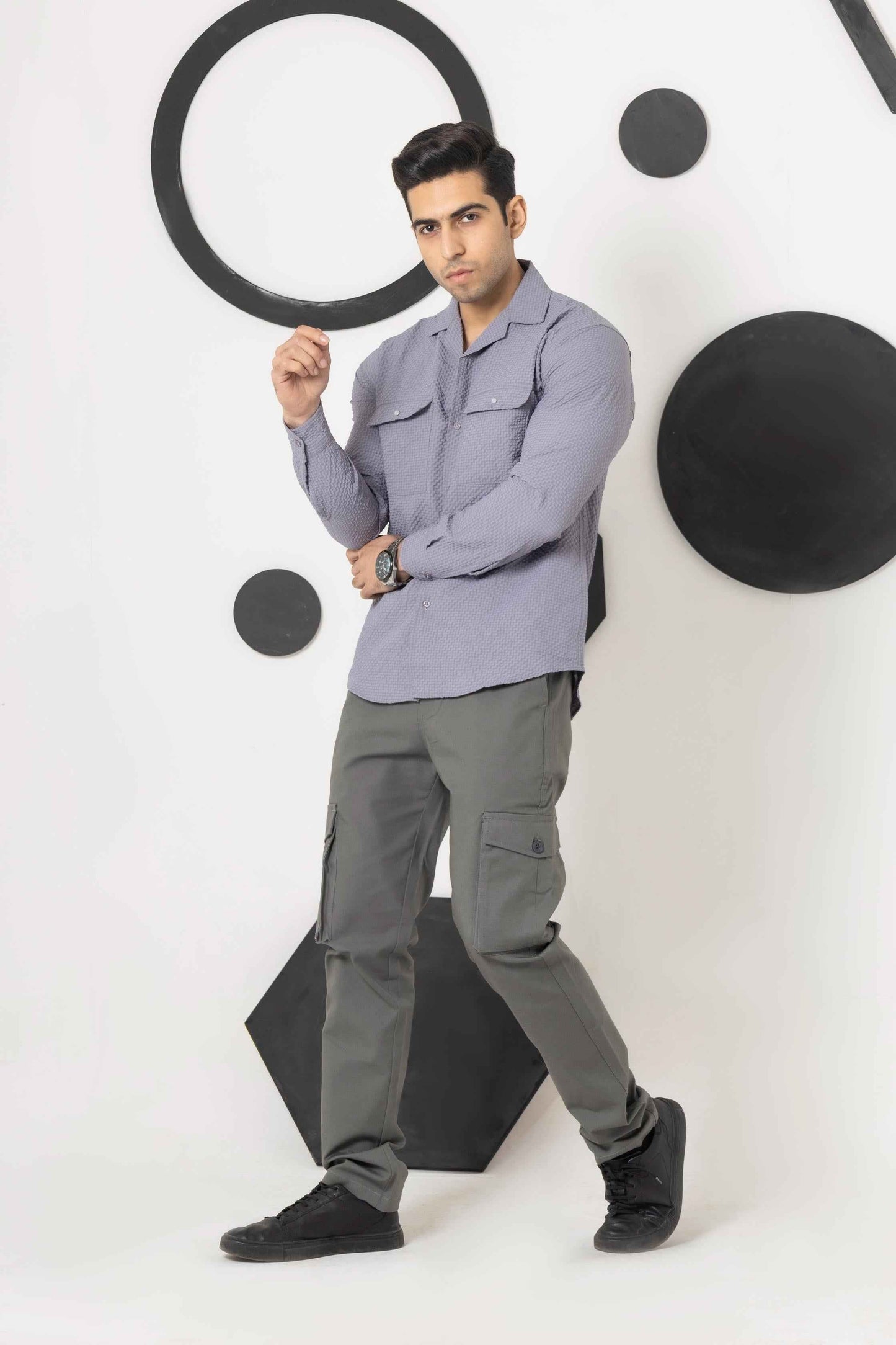Agate Grey bubble Casual Shirt - Men's Fashion available at Ghar Mart Pakistan