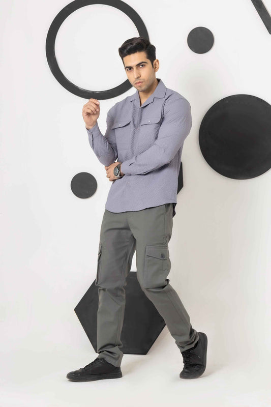 Agate Grey bubble Casual Shirt - Men's Fashion available at Ghar Mart Pakistan