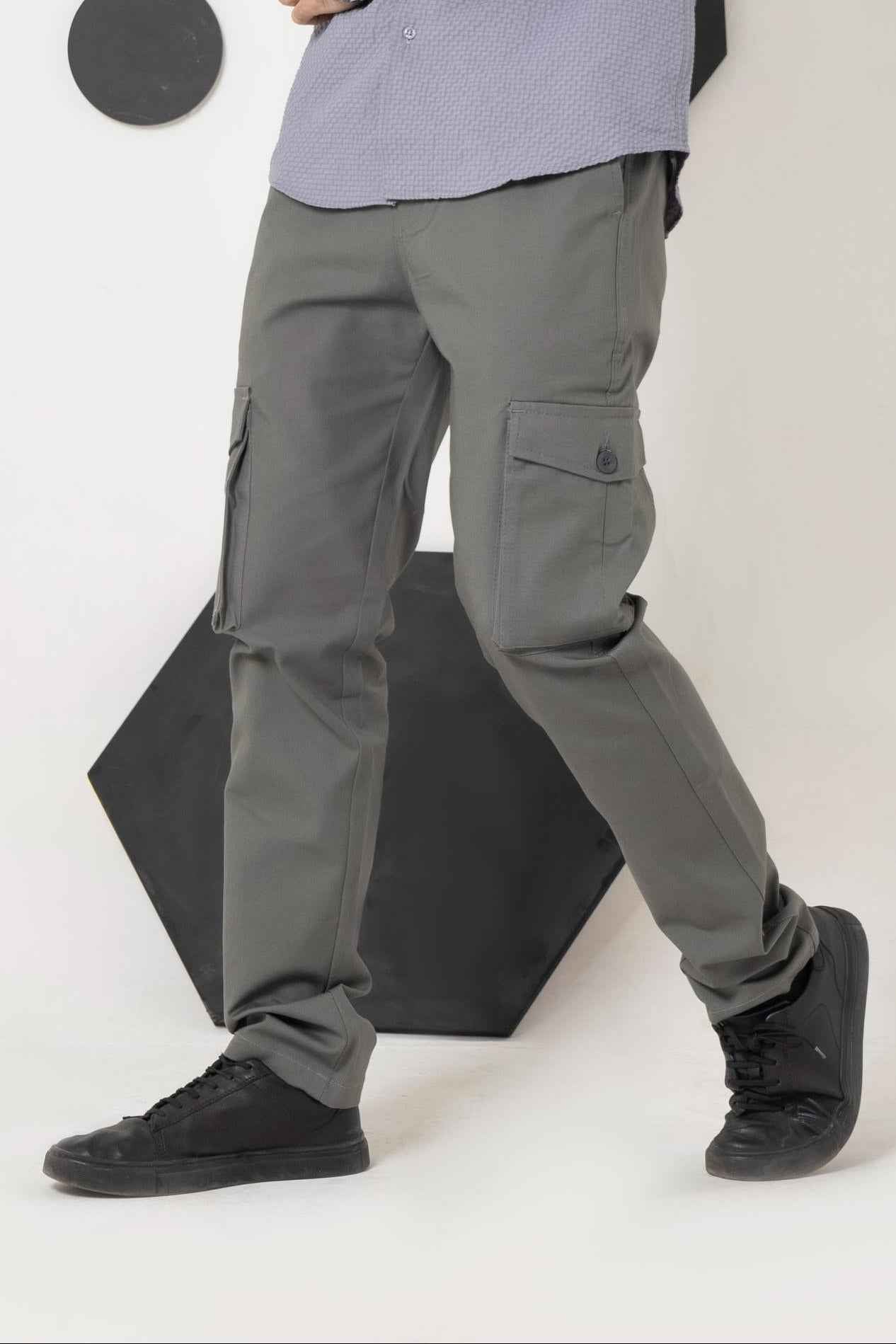 Zinc Grey Comfort Canves Cargo - Men's Fashion available at Ghar Mart Pakistan