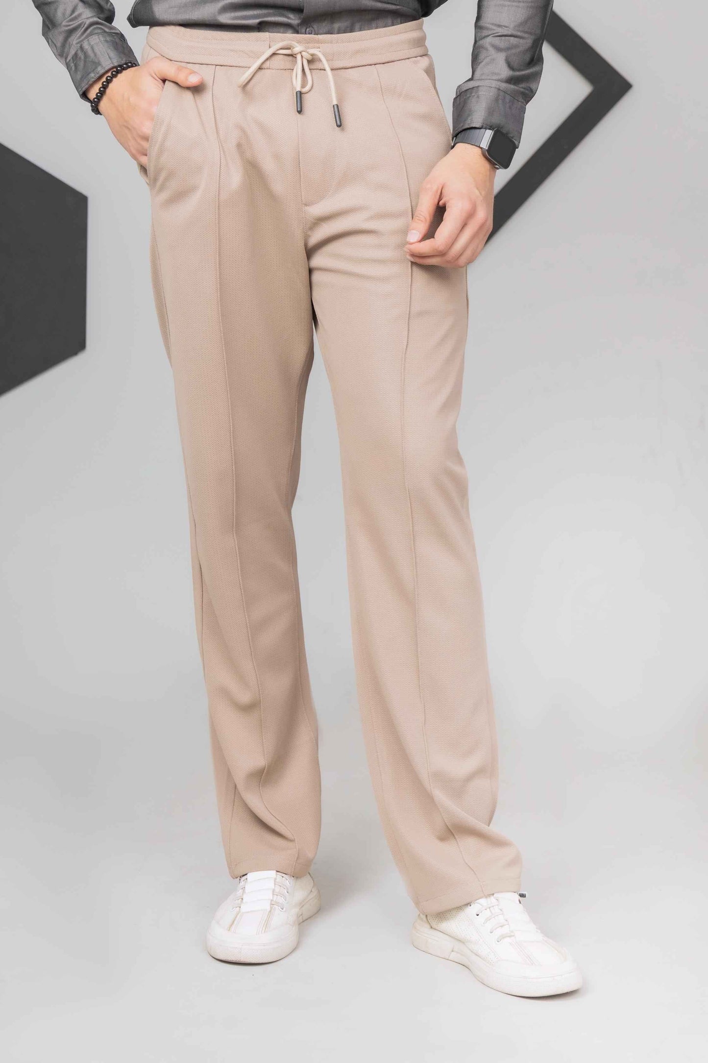 Beige Front Plated Trouser - Men's Fashion available at Ghar Mart Pakistan