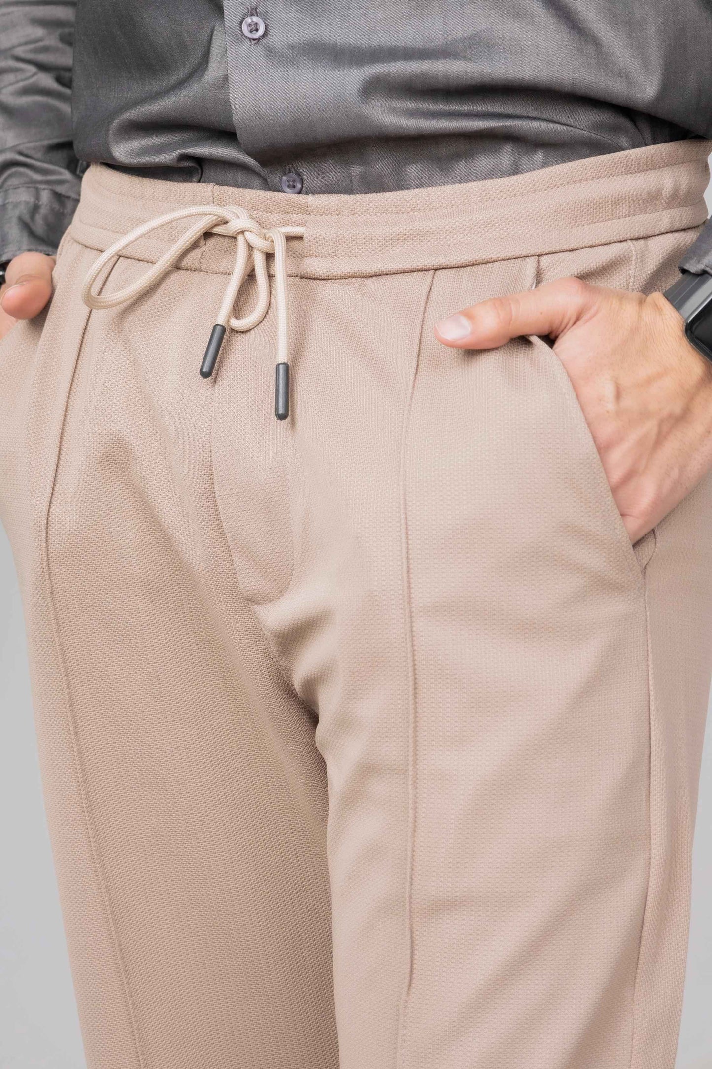 Beige Front Plated Trouser - Men's Fashion available at Ghar Mart Pakistan