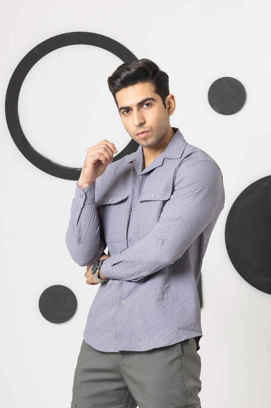 Agate Grey bubble Casual Shirt - Men's Fashion available at Ghar Mart Pakistan