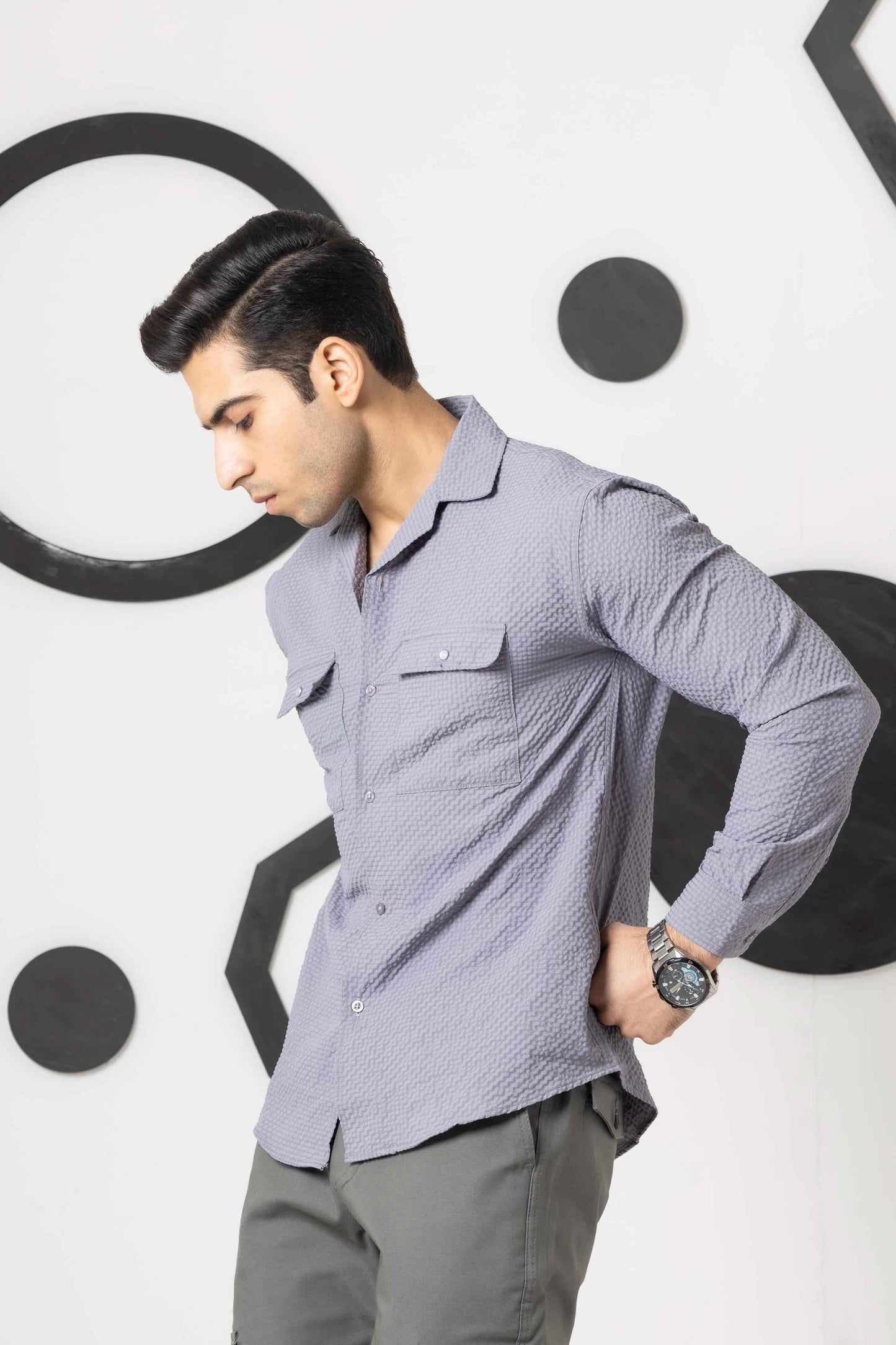 Agate Grey bubble Casual Shirt - Men's Fashion available at Ghar Mart Pakistan