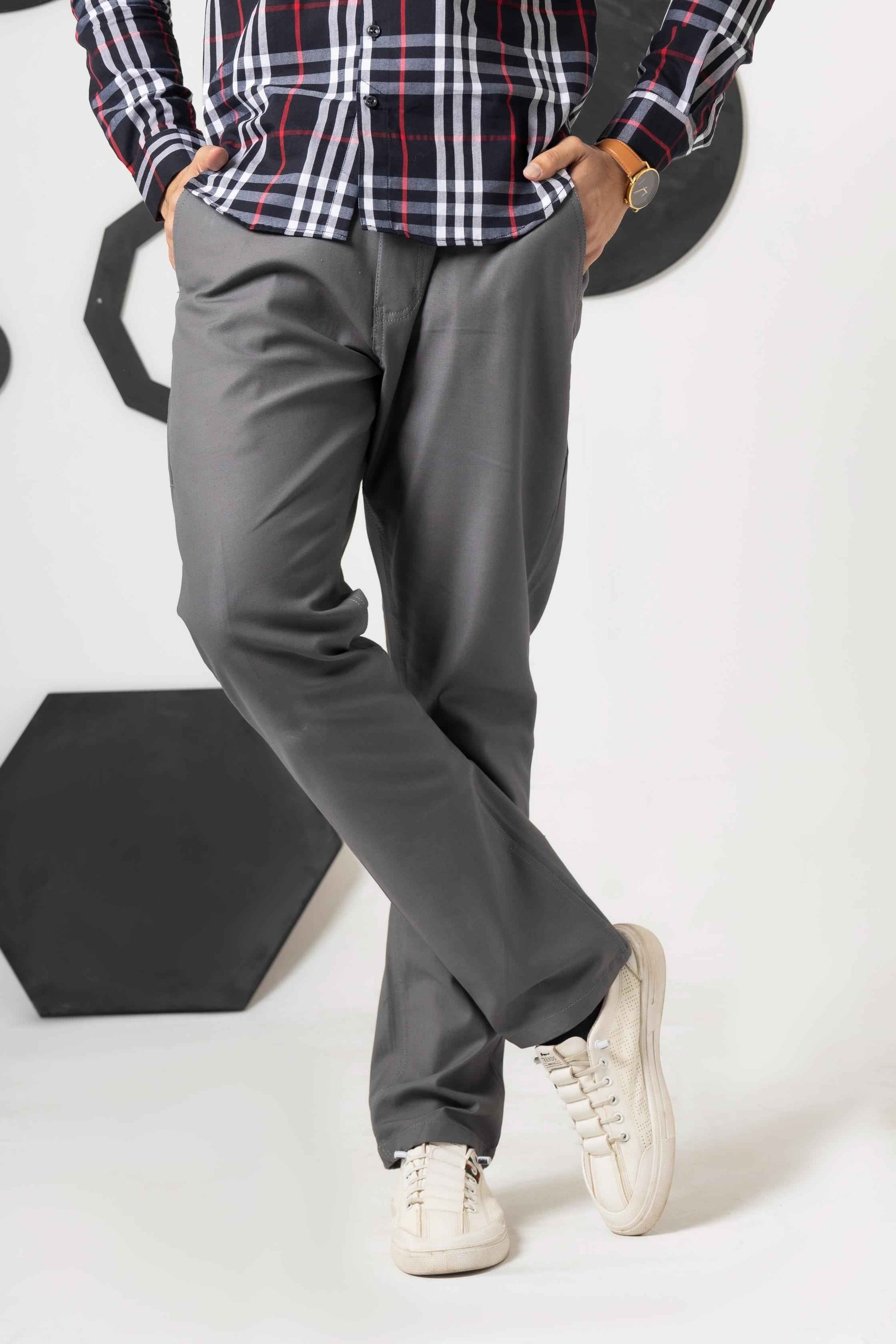 Steel Grey Cotton Pant Relax Fit - Men's Fashion available at Ghar Mart Pakistan