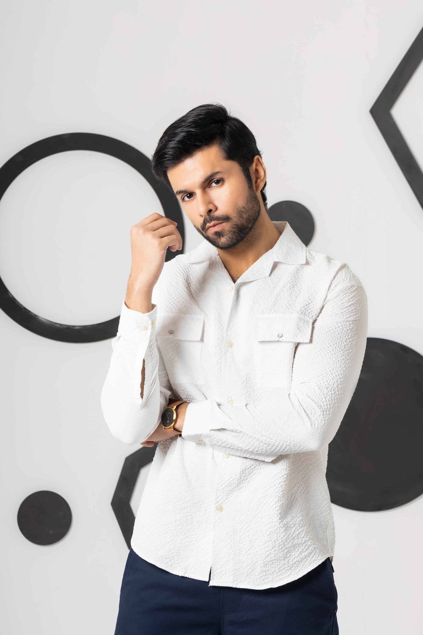 Pearl White Casual Shirt - Men's Fashion available at Ghar Mart Pakistan