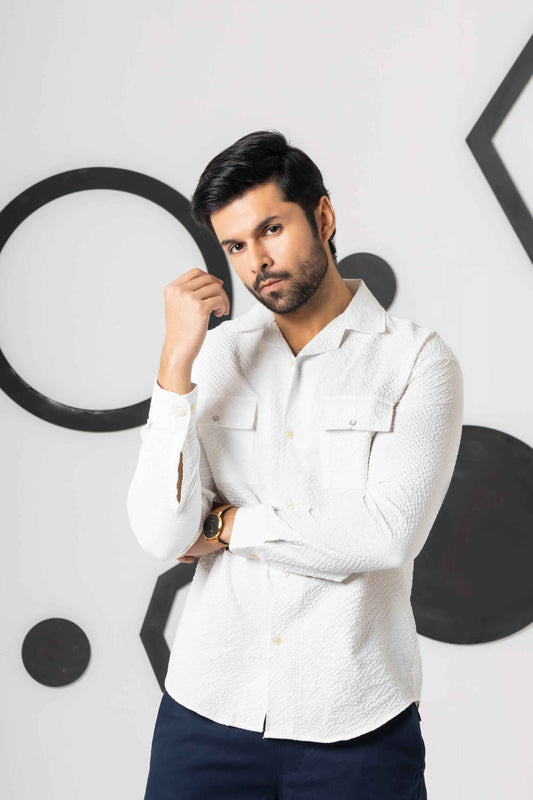 Pearl White Casual Shirt - Men's Fashion available at Ghar Mart Pakistan