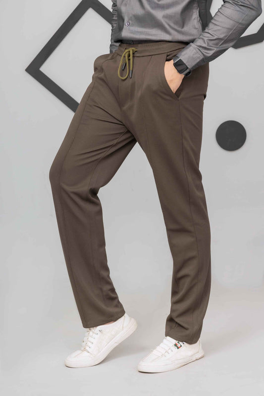 Olive green Dot Front Plated Trouser - Men's Fashion available at Ghar Mart Pakistan