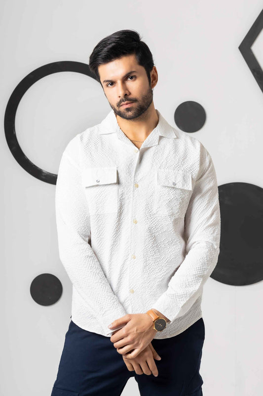 Pearl White Casual Shirt - Men's Fashion available at Ghar Mart Pakistan