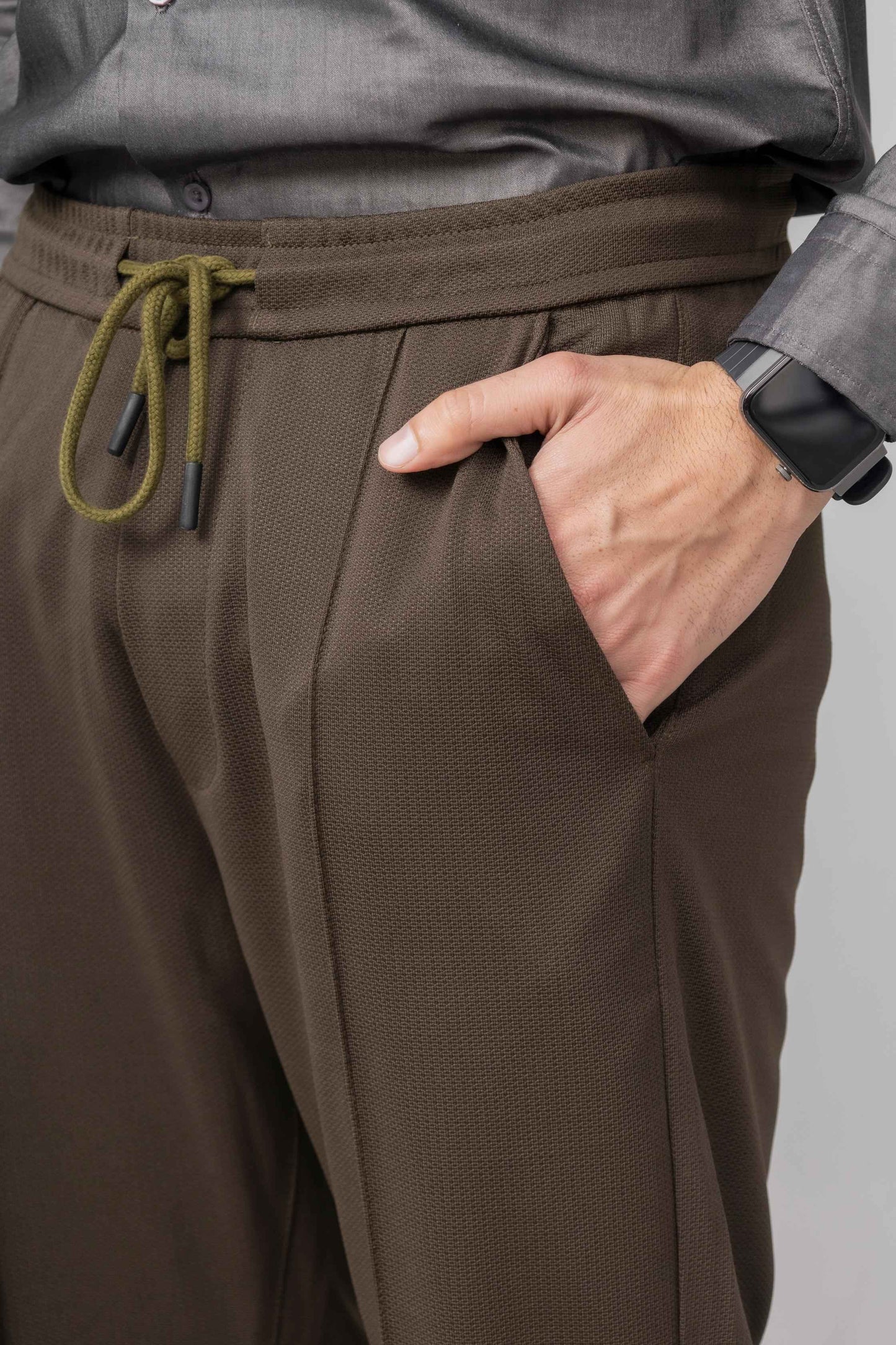 Olive green Dot Front Plated Trouser - Men's Fashion available at Ghar Mart Pakistan