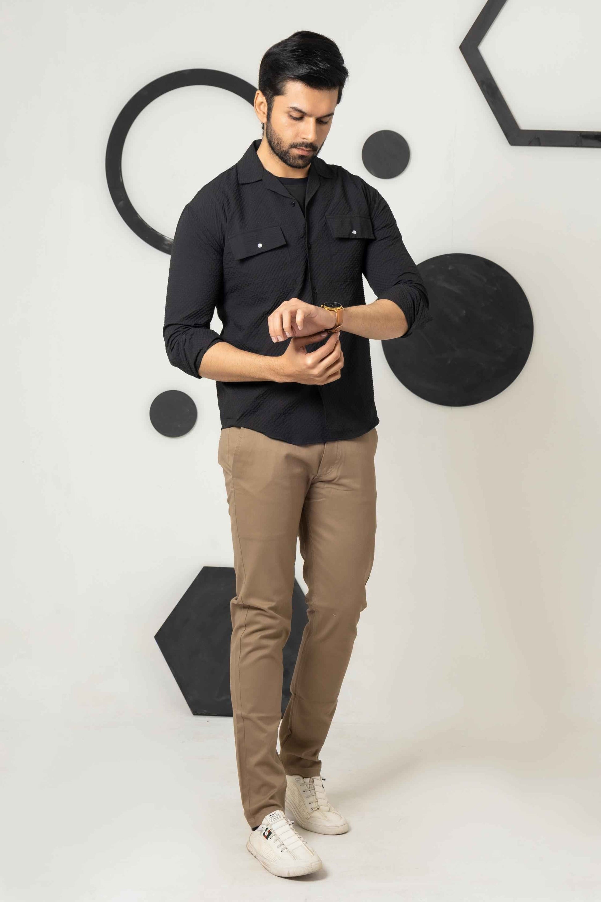 Black Zircon bubble Cusual Shirt - Men's Fashion available at Ghar Mart Pakistan
