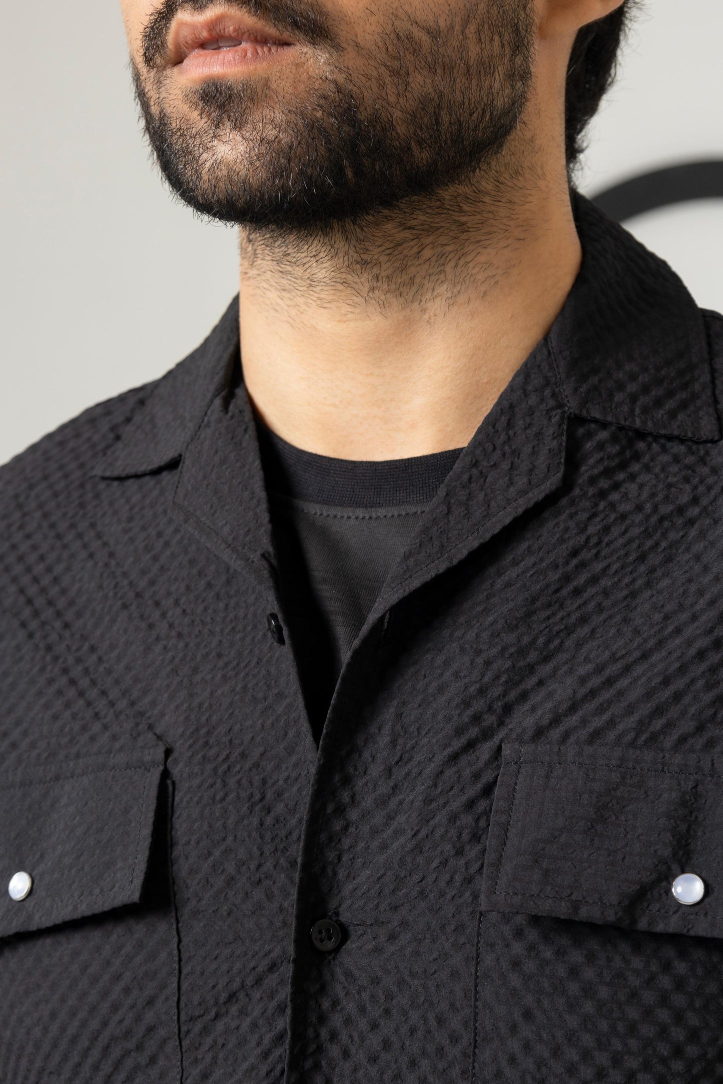 Black Zircon bubble Cusual Shirt - Men's Fashion available at Ghar Mart Pakistan