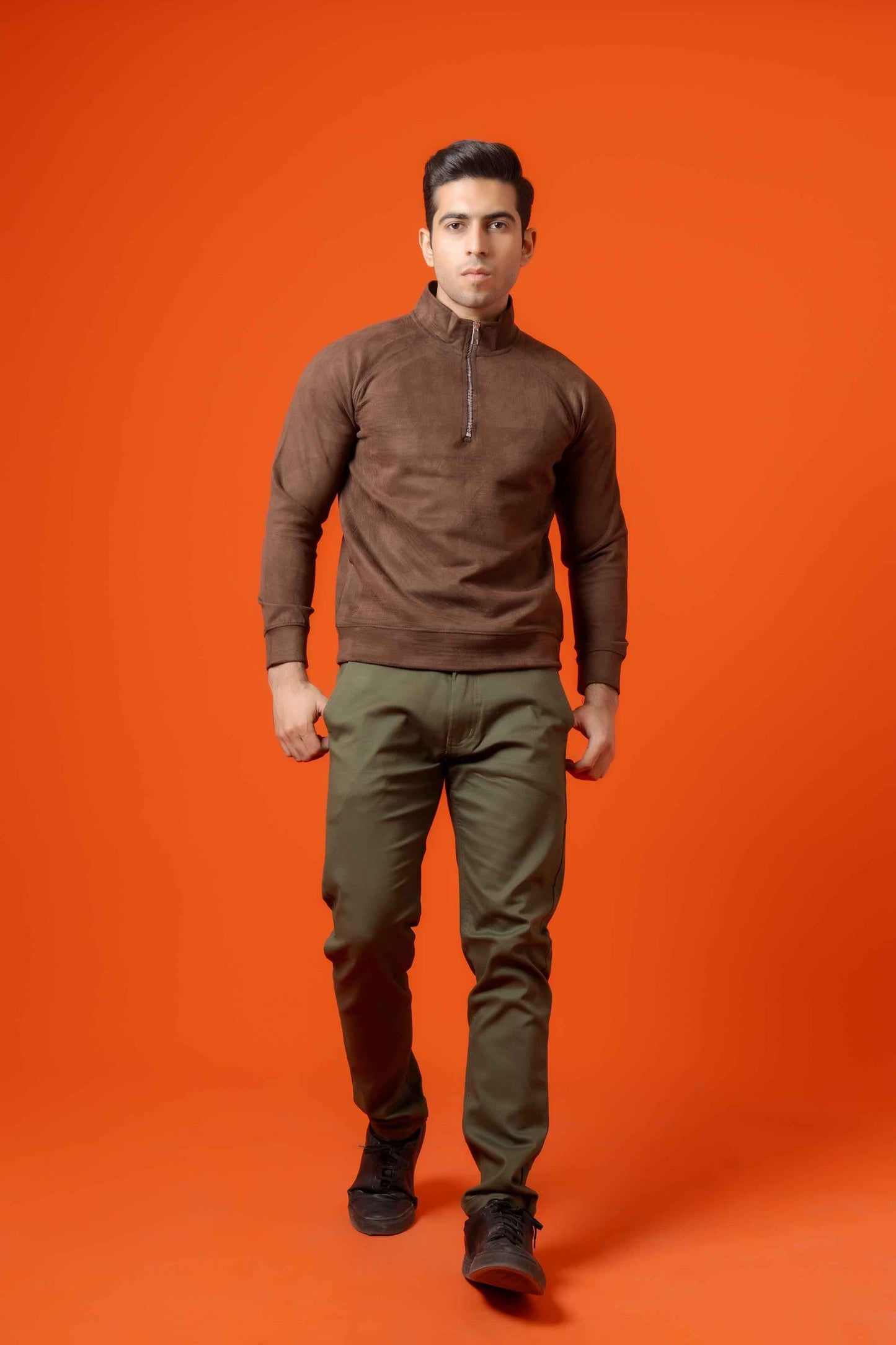 Peridot Green Cotton Pant Regular Fit - Men's Fashion available at Ghar Mart Pakistan