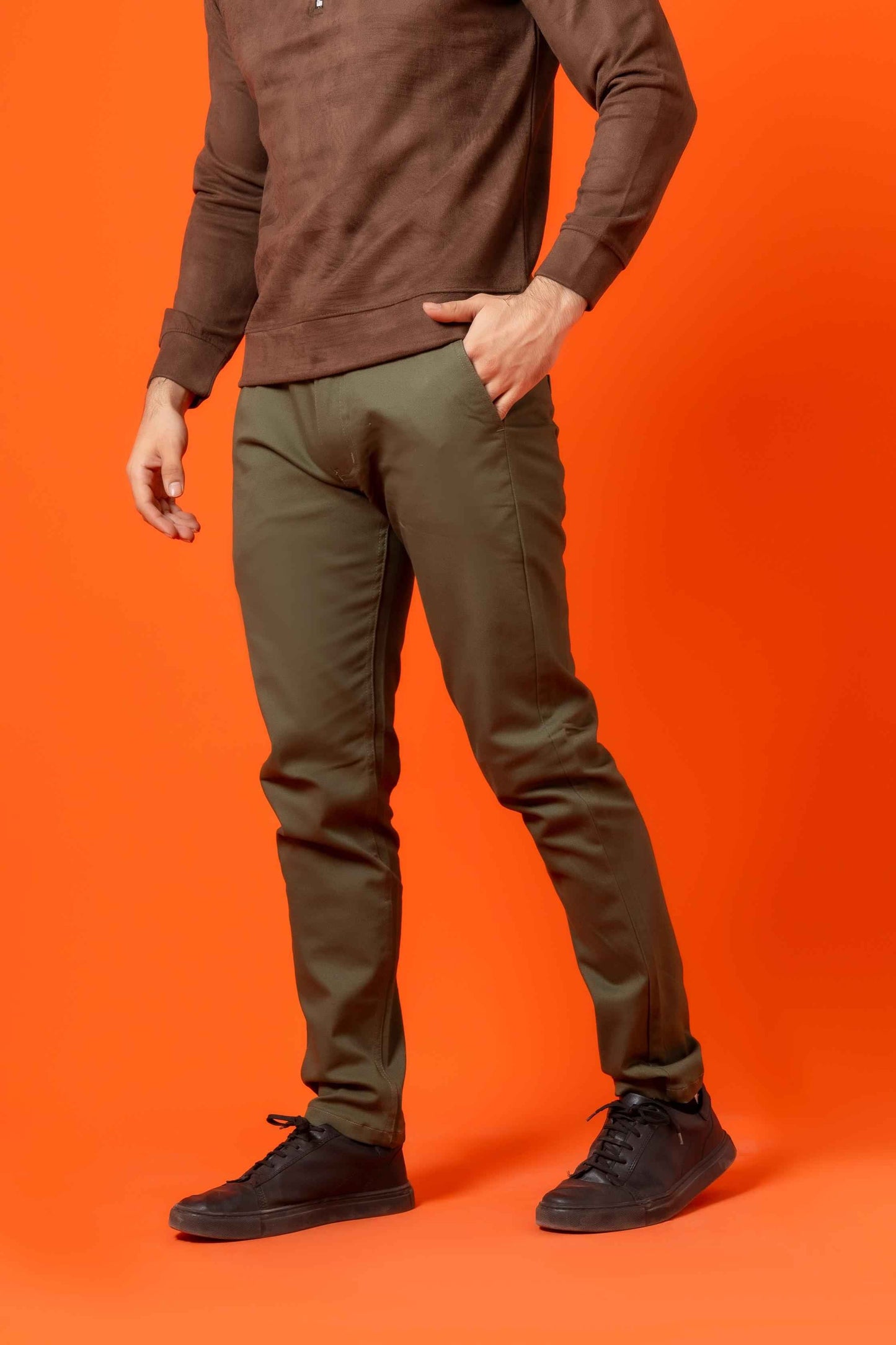 Peridot Green Cotton Pant Regular Fit - Men's Fashion available at Ghar Mart Pakistan