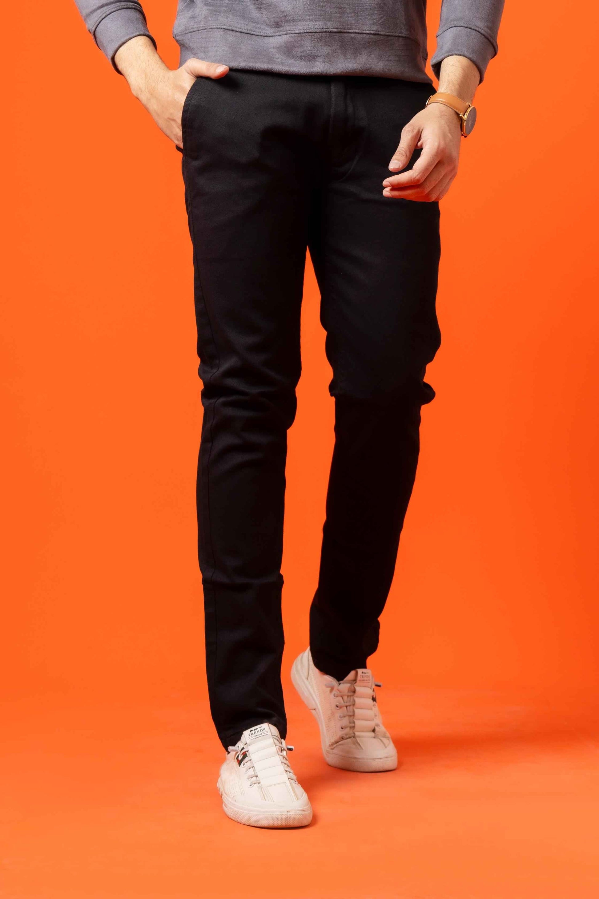 Carbon Black Regular Fit Cotton Pant - Men's Fashion available at Ghar Mart Pakistan