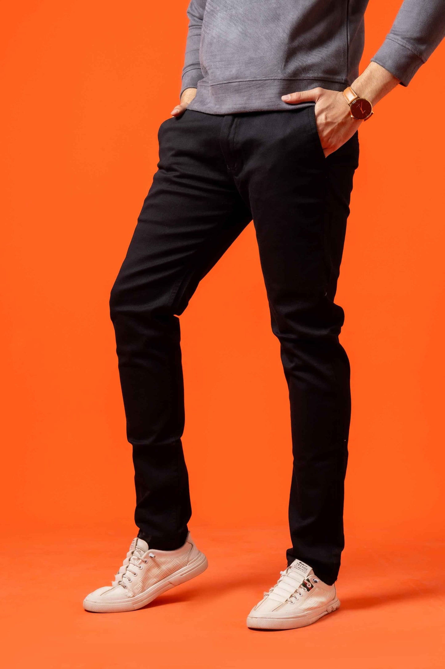 Carbon Black Regular Fit Cotton Pant - Men's Fashion available at Ghar Mart Pakistan
