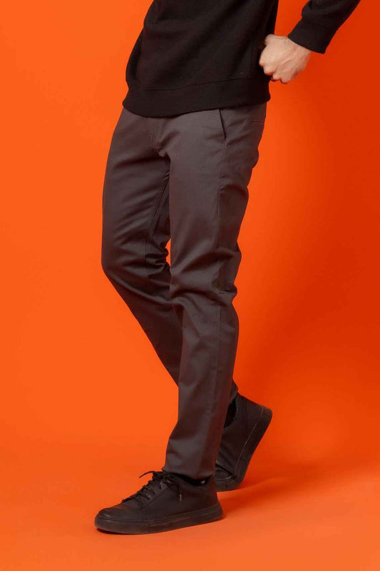 Charcoal Grey Cotton Pant Regular Fit - Men's Fashion available at Ghar Mart Pakistan