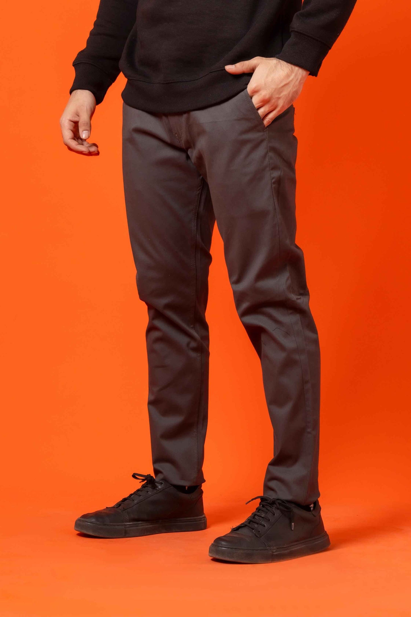 Charcoal Grey Cotton Pant Regular Fit - Men's Fashion available at Ghar Mart Pakistan