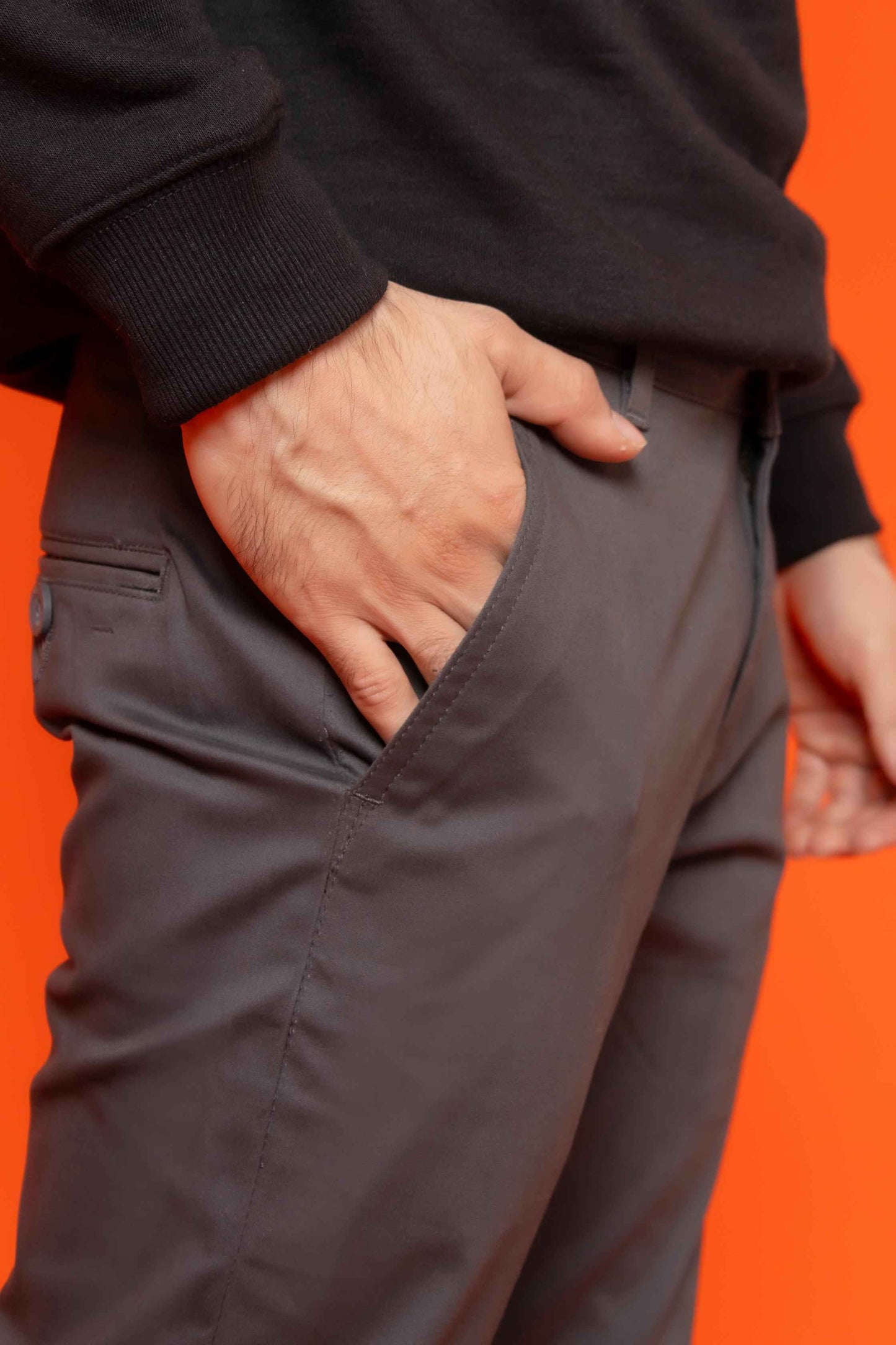 Charcoal Grey Cotton Pant Regular Fit - Men's Fashion available at Ghar Mart Pakistan