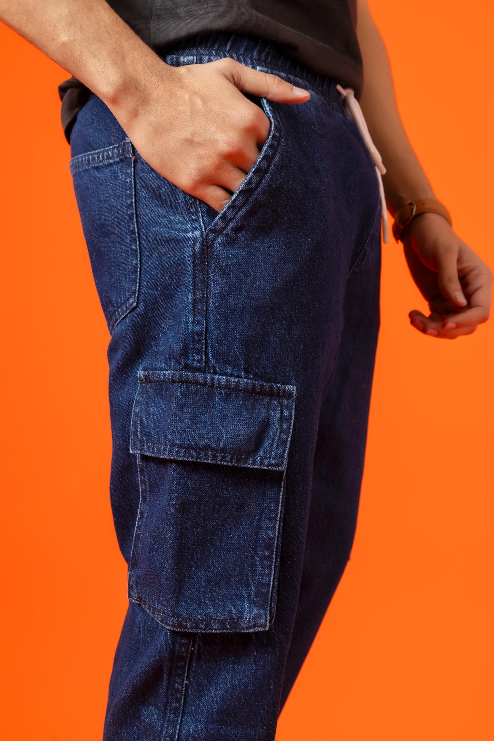 Blue Denim Relax Fit Cargo Pant - Ghar Mart Pakistan
