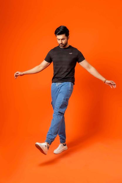 Light Blue Denim Relax Fit Cargo Pant - Ghar Mart Pakistan