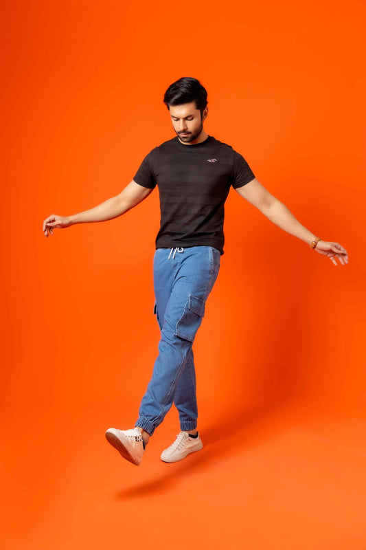 Light Blue Denim Relax Fit Cargo Pant - Ghar Mart Pakistan