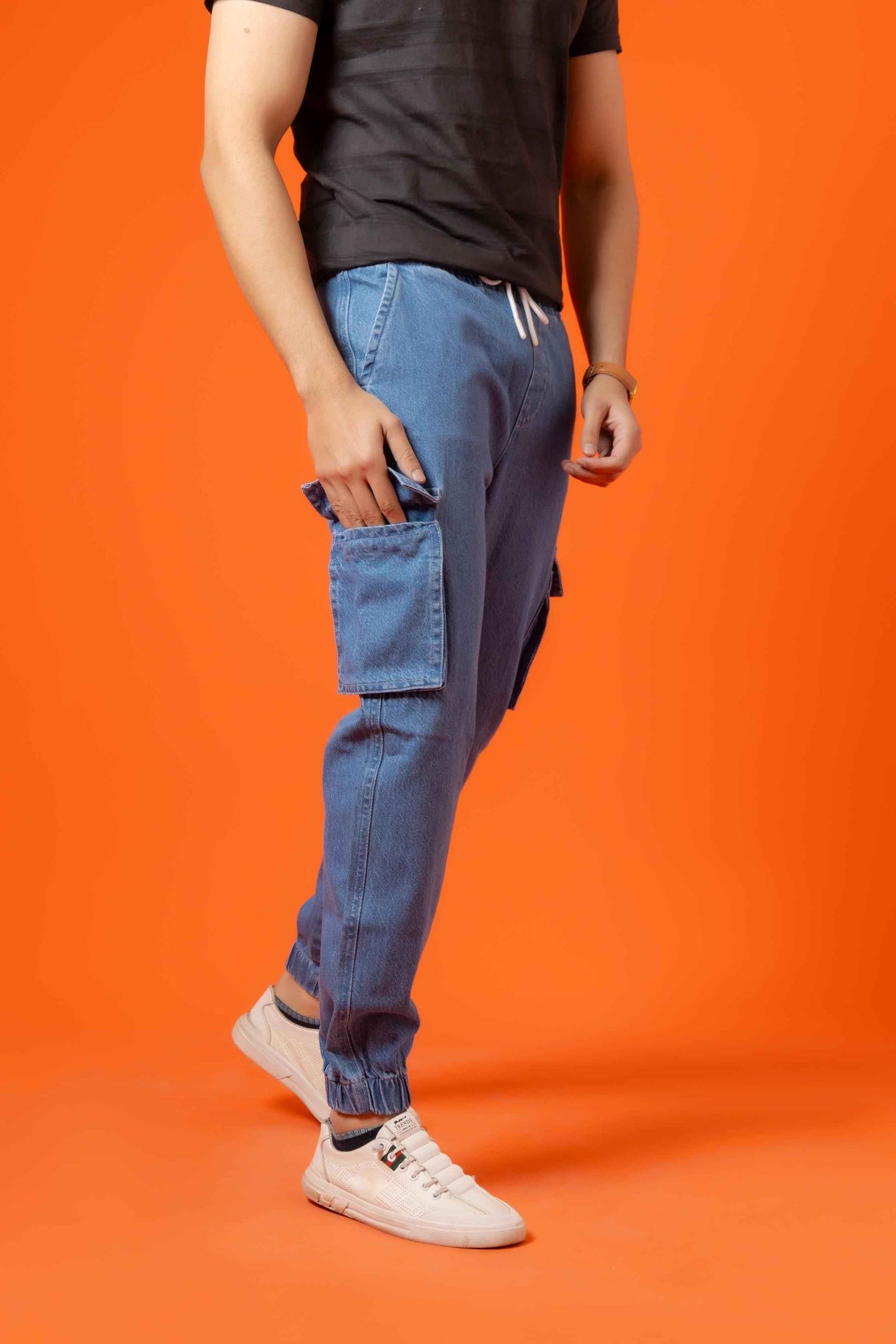 Light Blue Denim Relax Fit Cargo Pant - Ghar Mart Pakistan