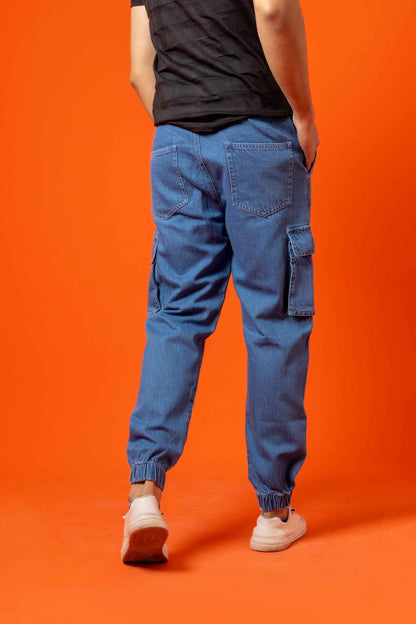 Light Blue Denim Relax Fit Cargo Pant - Ghar Mart Pakistan