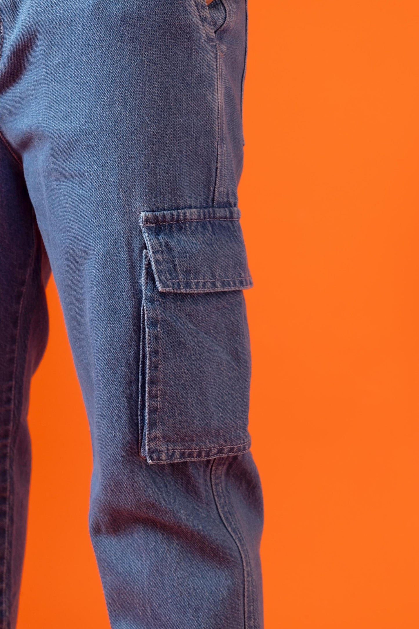 Light Blue Denim Relax Fit Cargo Pant - Ghar Mart Pakistan