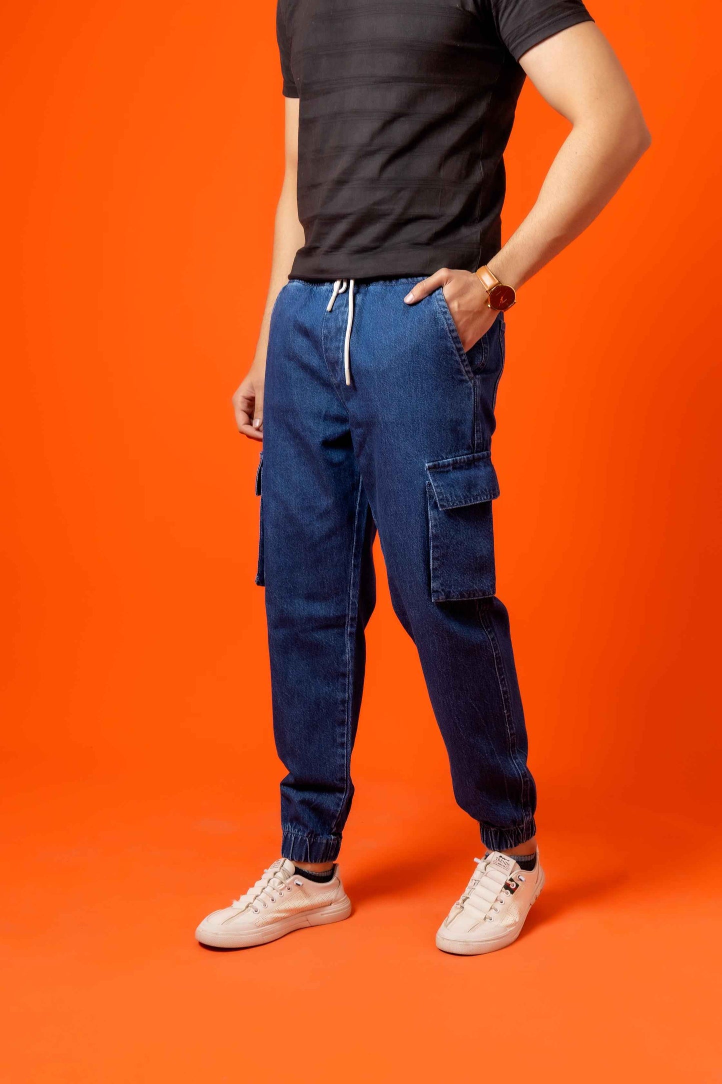 Blue Denim Relax Fit Cargo Pant