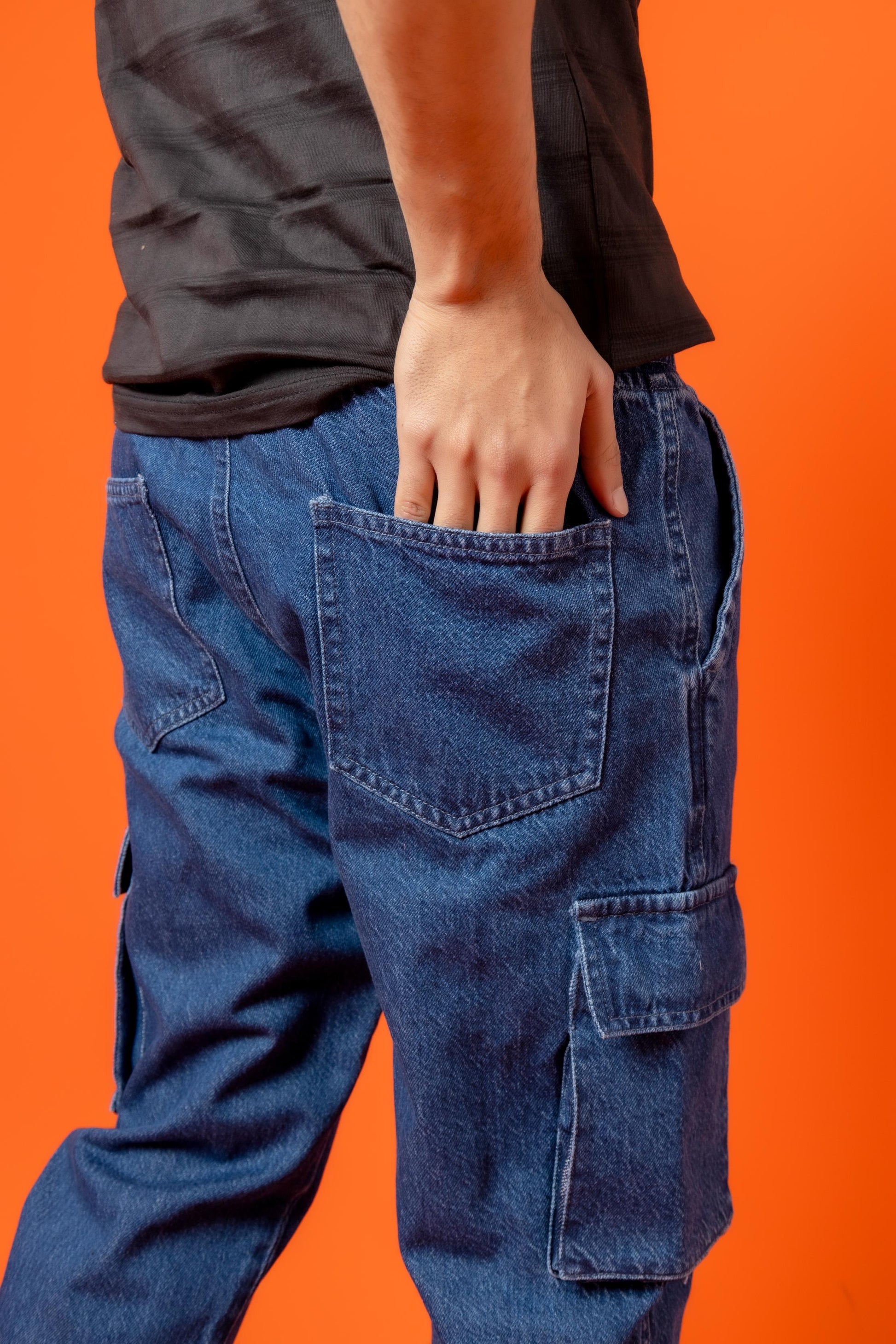 Blue Denim Relax Fit Cargo Pant - Ghar Mart Pakistan