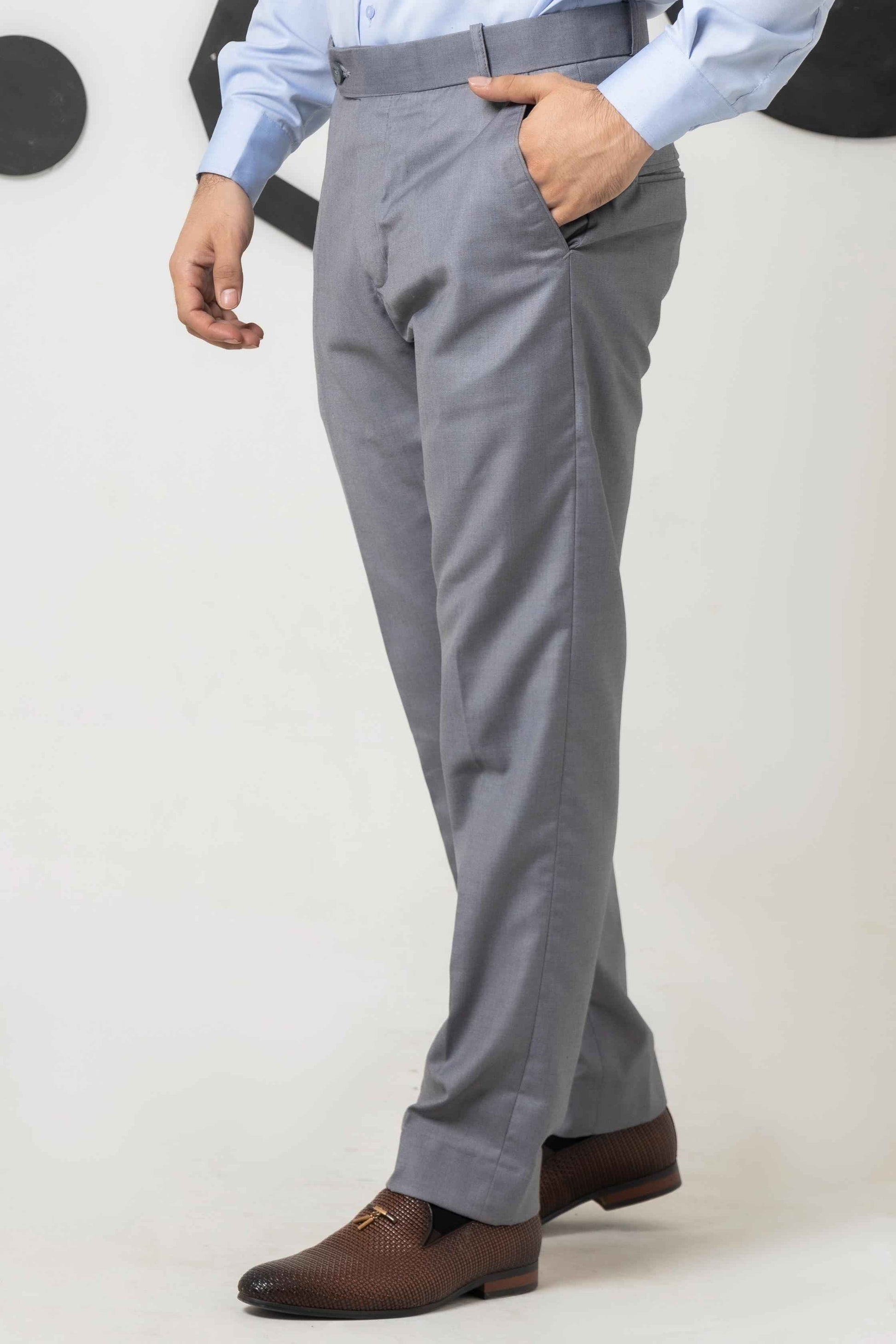 Chrome Silver Grey Formal Pant - Men's Fashion available at Ghar Mart Pakistan
