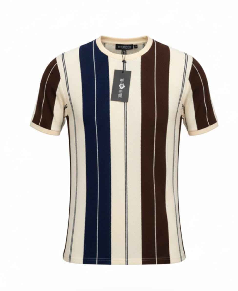 Blue + Brown Old Money Roundneck T-shirt - Men's Fashion available at Ghar Mart Pakistan
