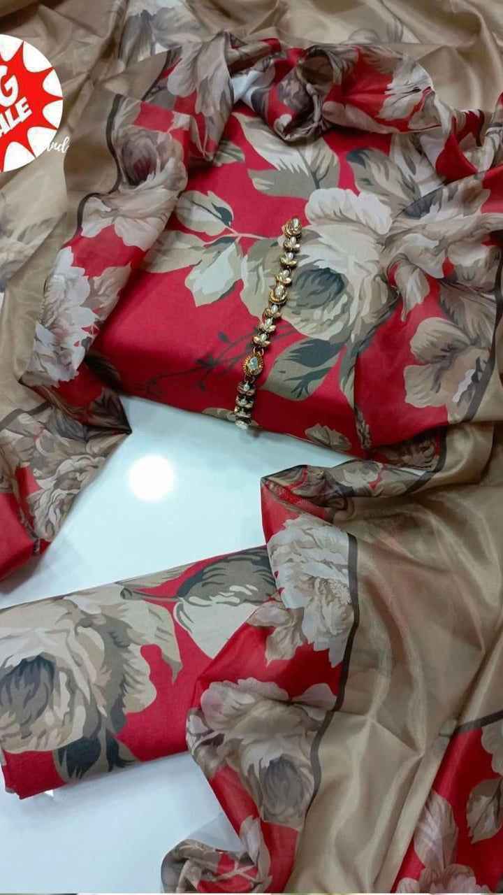Digital Printed Swiss Lawn 3PC Suit with Chiffon Dupatta – Floral Unstitched #00 - Women's Fashion available at Ghar