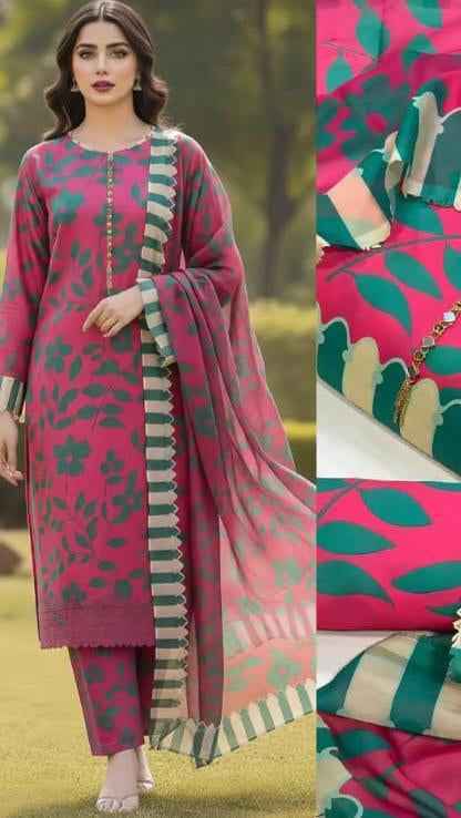 Digital Printed Swiss Lawn 3PC Suit with Chiffon Dupatta – Floral Unstitched #00 - Women's Fashion available at Ghar