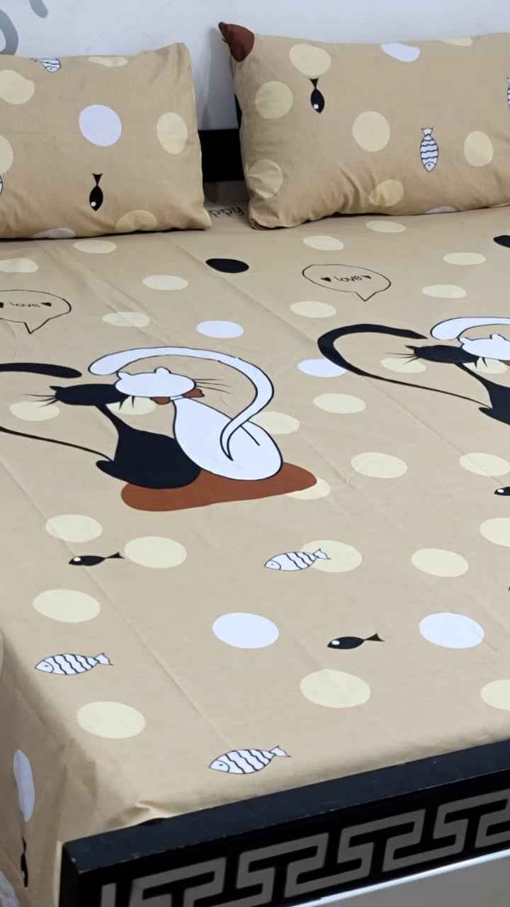 Export Quality Pure Cotton King Size Bedsheet Set with Pillow Covers – Double Be - Home & Living available at Ghar Mart