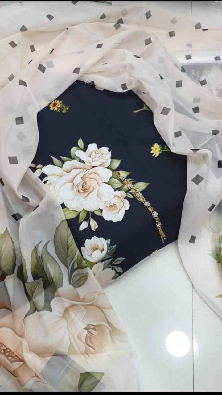 Digital Printed Swiss Lawn 3PC Suit with Chiffon Dupatta – Floral Unstitched #00 - Women's Fashion available at Ghar