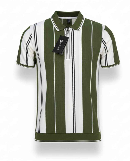 Olive Green Old Money with collar Zip Shirt - Men's Fashion available at Ghar Mart Pakistan