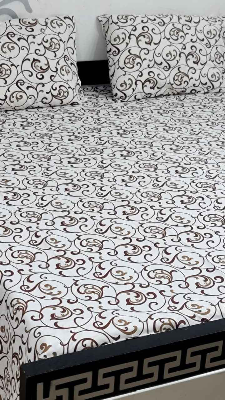 Export Quality Pure Cotton King Size Bedsheet Set with Pillow Covers – Double Be - Home & Living available at Ghar Mart