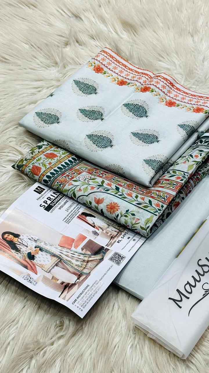 Mausammry Lawn 3PC Printed Suit with Voil Dupatta – Unstitched Summer Collection - Women's Fashion available at Ghar