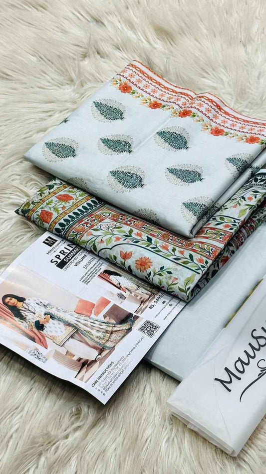Mausammry Lawn 3PC Printed Suit with Voil Dupatta – Unstitched Summer Collection - Women's Fashion available at Ghar