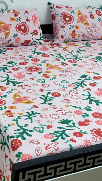 Export Quality Pure Cotton King Size Bedsheet Set with Pillow Covers – Double Be - Home & Living available at Ghar Mart