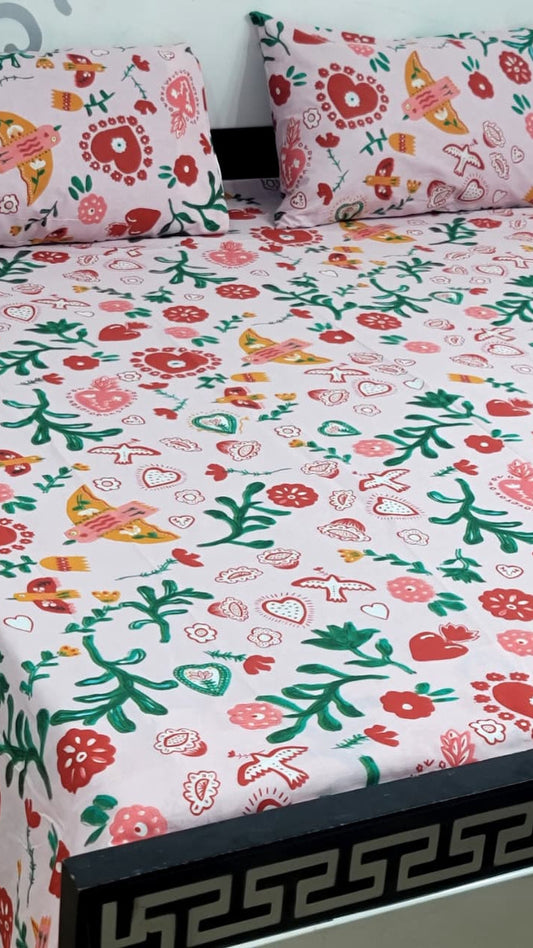 Export Quality Pure Cotton King Size Bedsheet Set with Pillow Covers – Double Be - Home & Living available at Ghar Mart