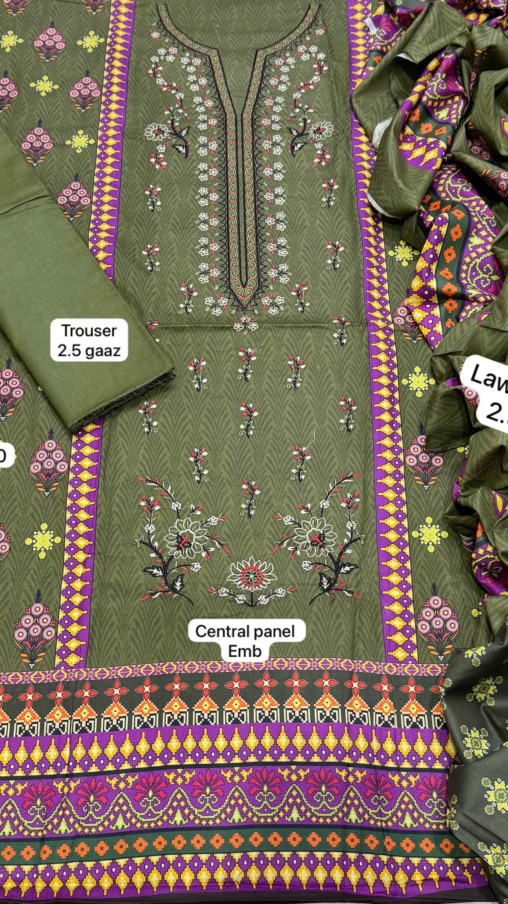 Mix Brand Embroidered Lawn 3PC Suit with Digital Printed Dupatta – Unstitched #0 - Women's Fashion available at Ghar
