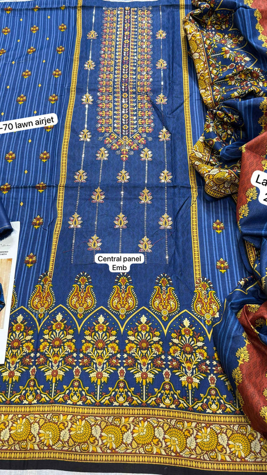 Mix Brand Embroidered Lawn 3PC Suit with Digital Printed Dupatta – Unstitched #0 - Women's Fashion available at Ghar