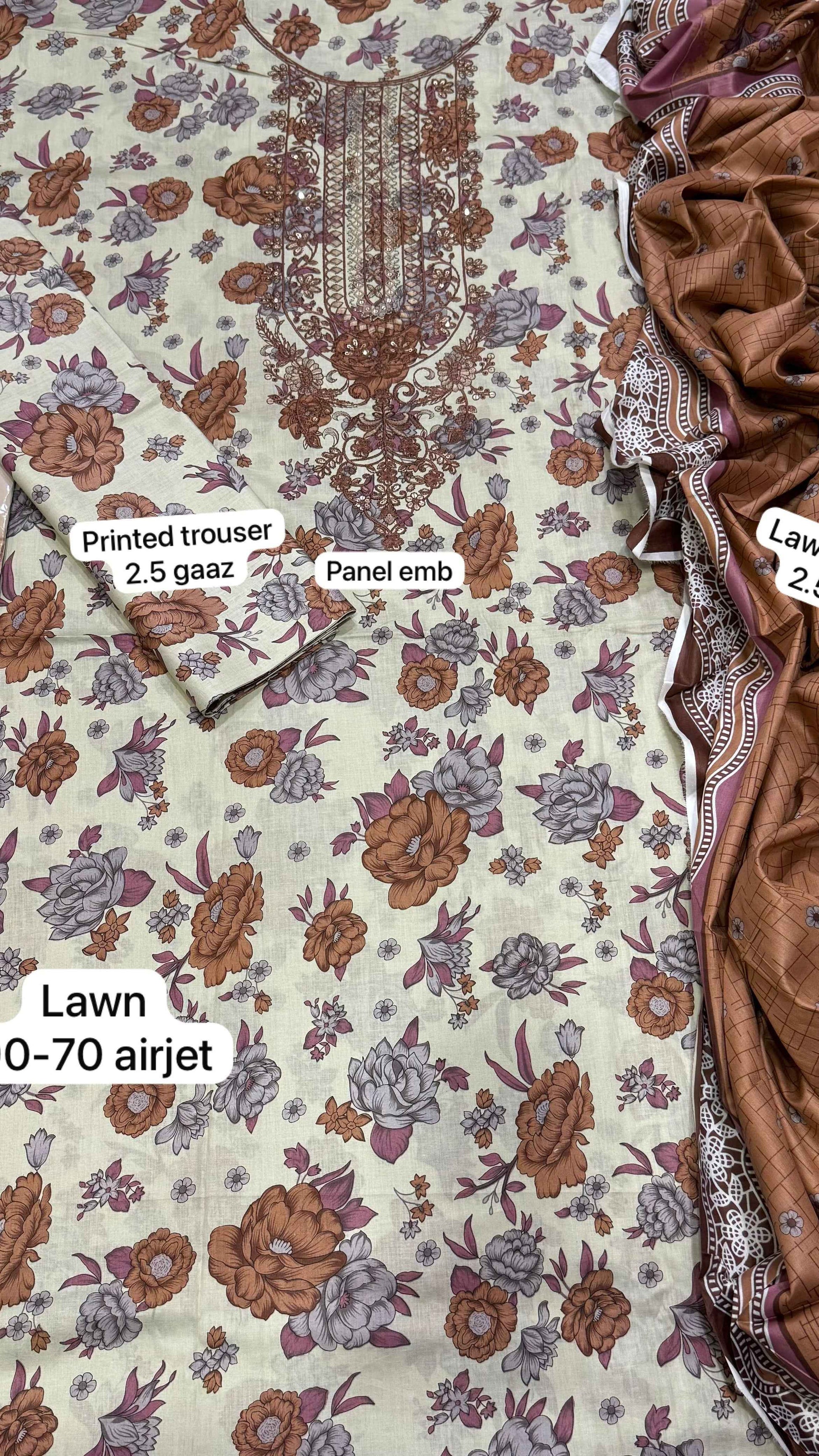Mix Brand Embroidered Lawn 3PC Suit with Digital Printed Dupatta – Unstitched #0 - Women's Fashion available at Ghar