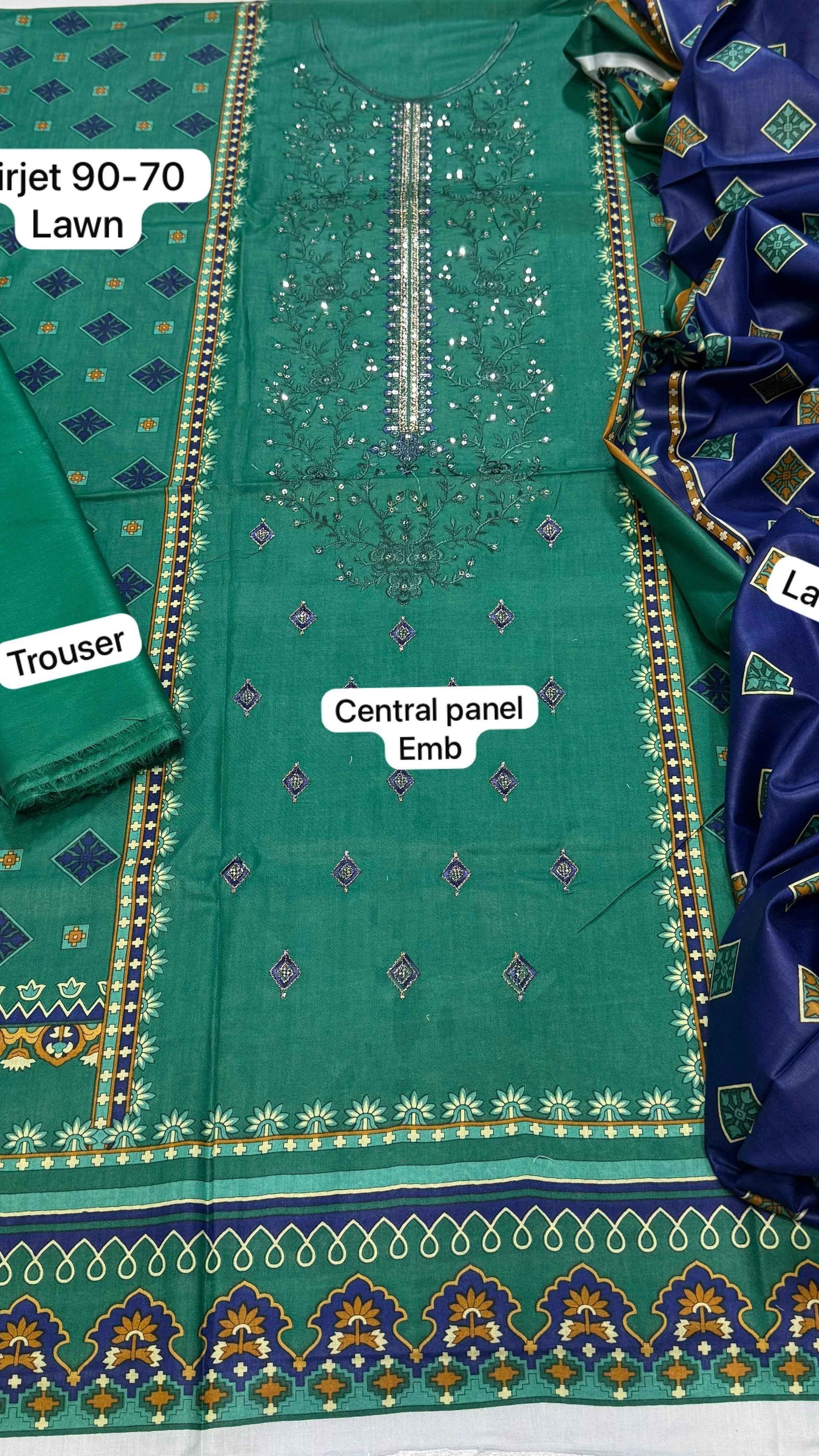 Mix Brand Embroidered Lawn 3PC Suit with Digital Printed Dupatta – Unstitched #0 - Women's Fashion available at Ghar